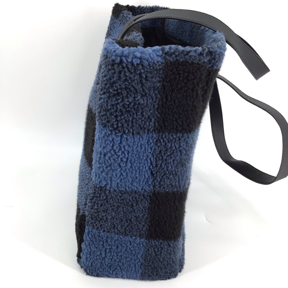 Barnes & Noble Exclusive Blue Buffalo Plaid Sherpa Tote Bag - Picture 2 of 11